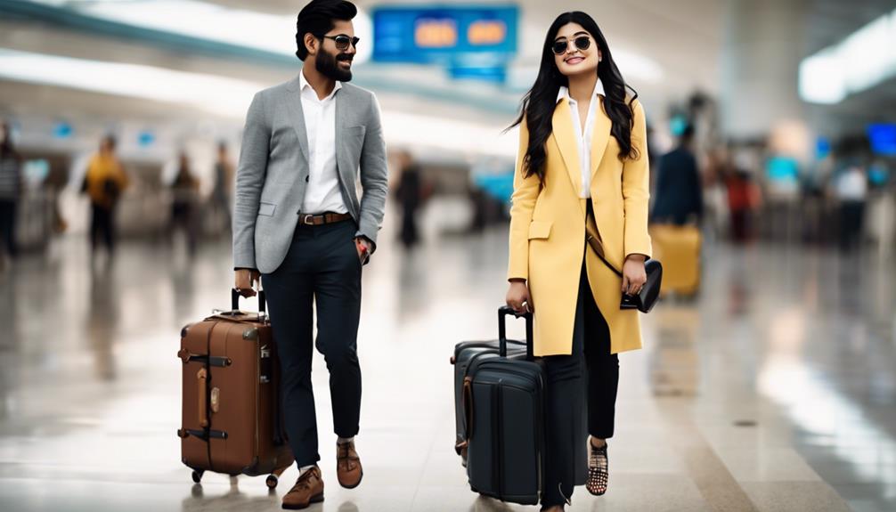 elegant travelers at airport