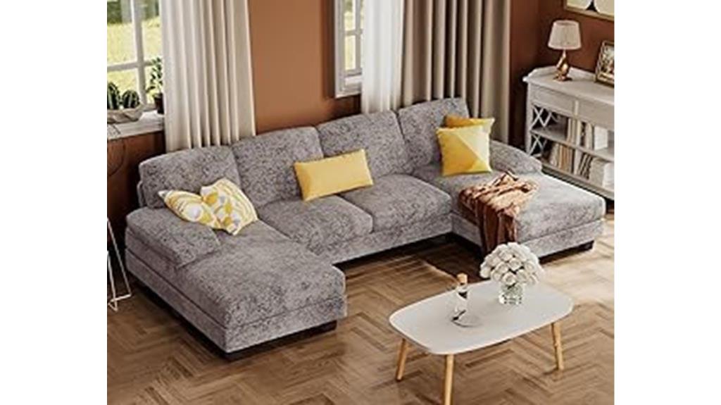 grey fabric sectional couch