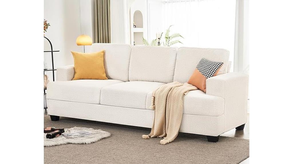 modern beige chenille sofa