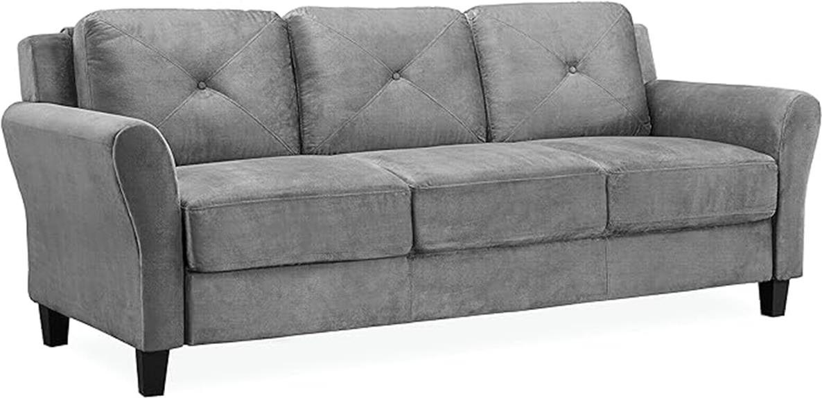 sleek dark gray sofa