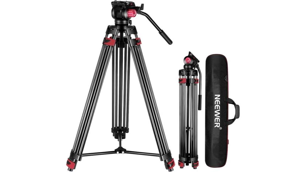 adjustable video tripod with fluid head