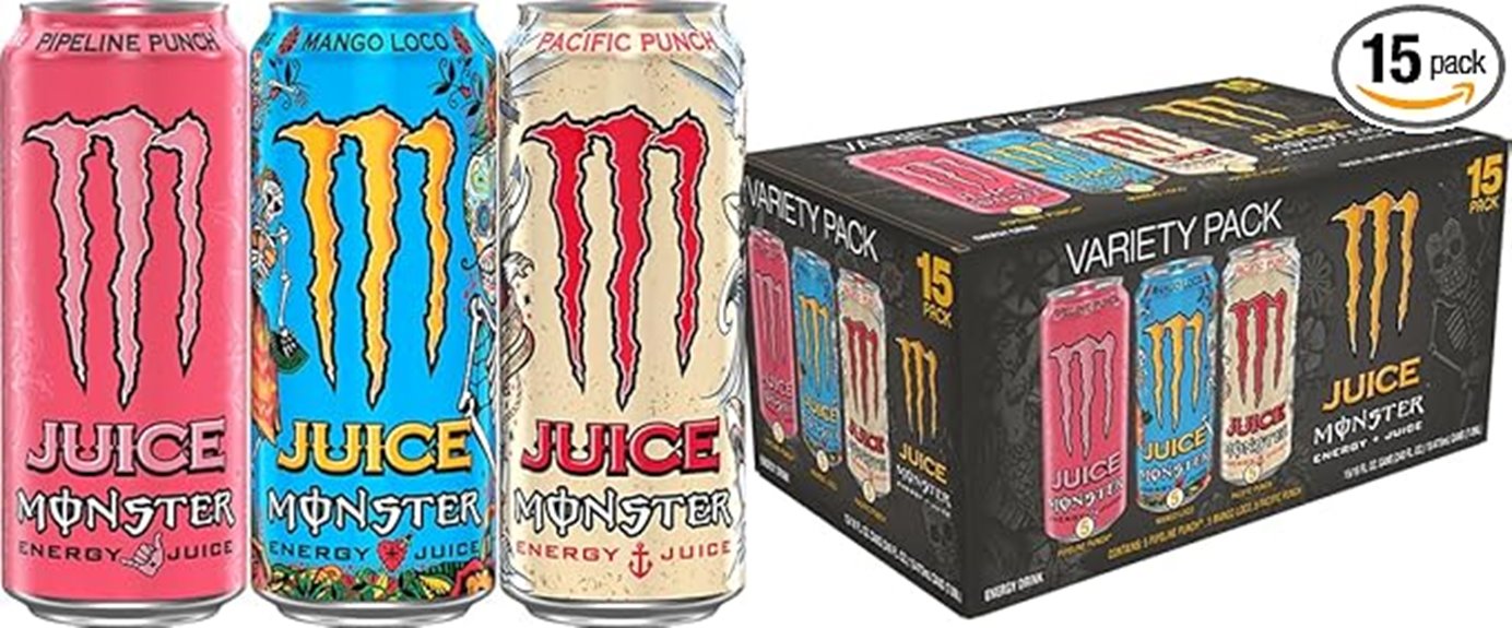 assorted monster energy drinks