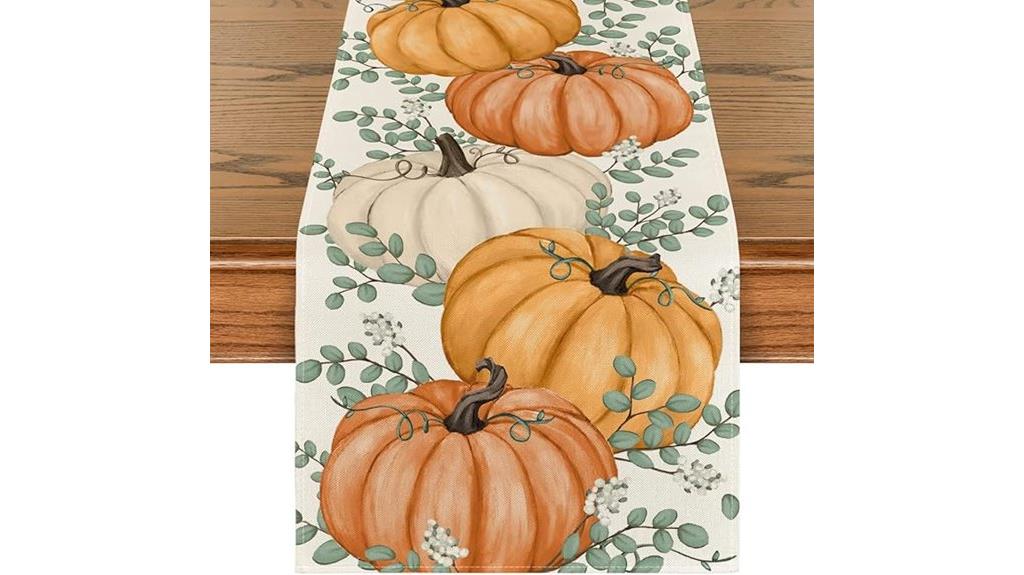 autumn pumpkins eucalyptus runner