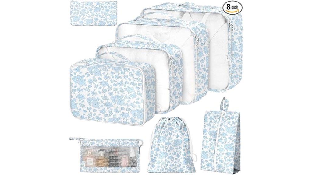 blue floral travel cubes