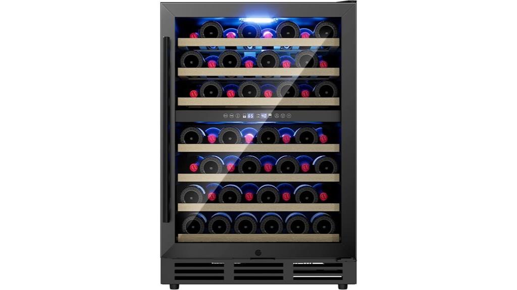 dual zone 54 bottle wine refrigerator