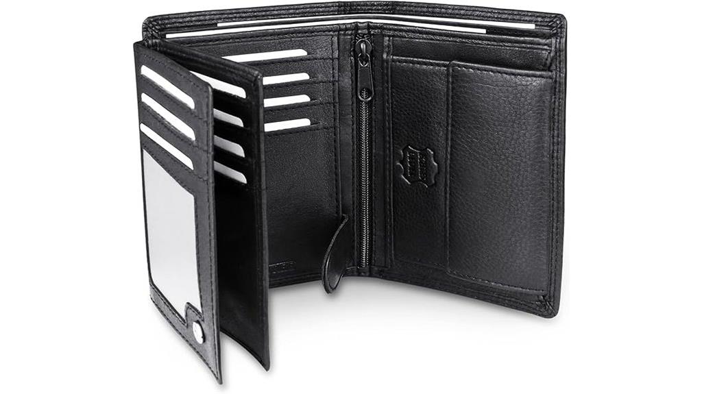 leather rfid trifold wallet