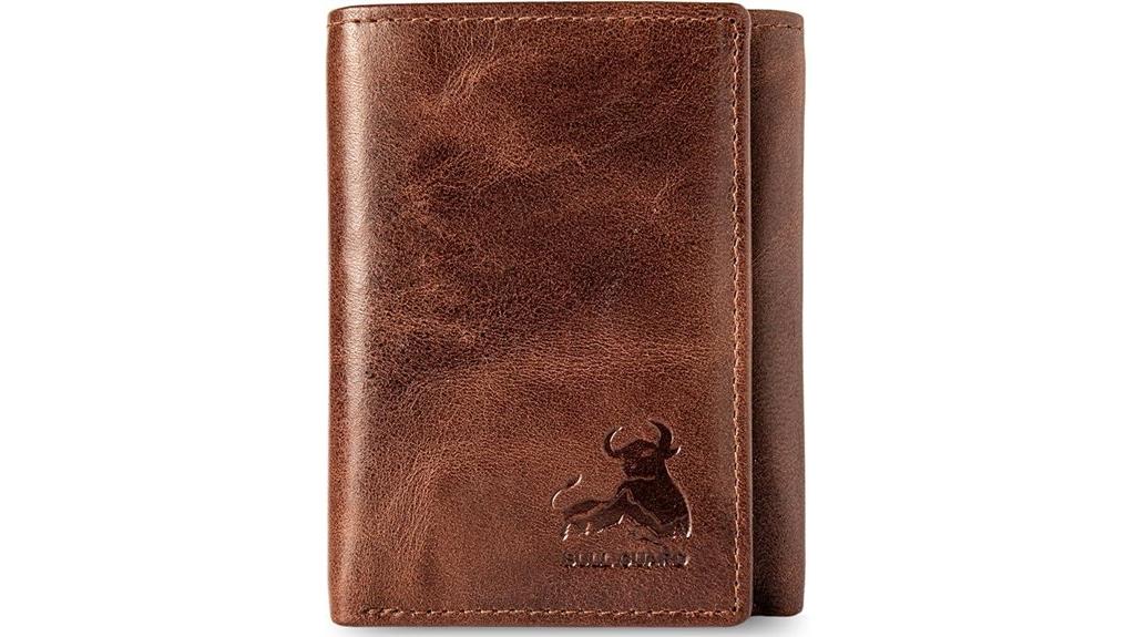 leather rfid trifold wallet