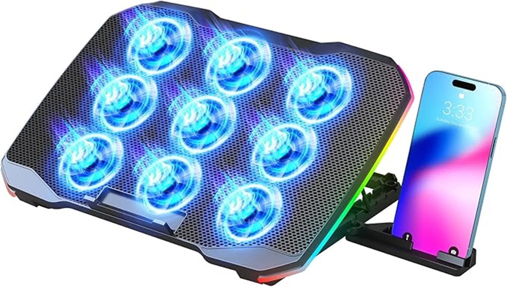 nine fan adjustable laptop cooling