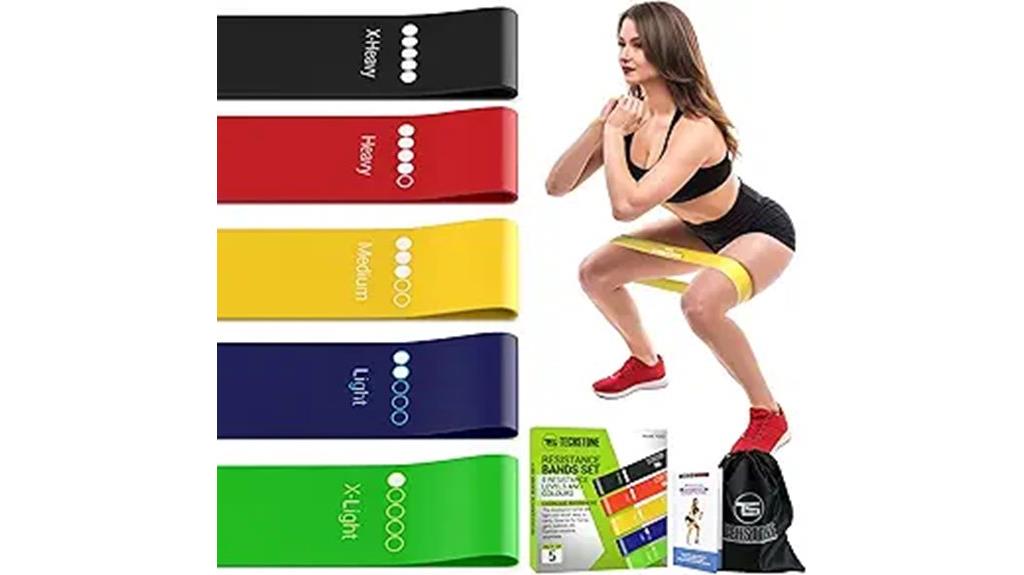 set of five resistance bands