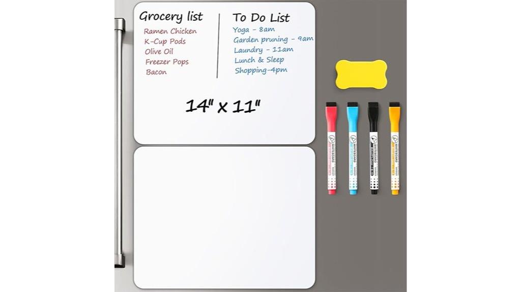 two magnetic fridge whiteboards