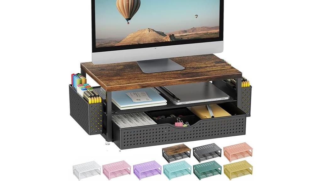 wood monitor stand with drawer