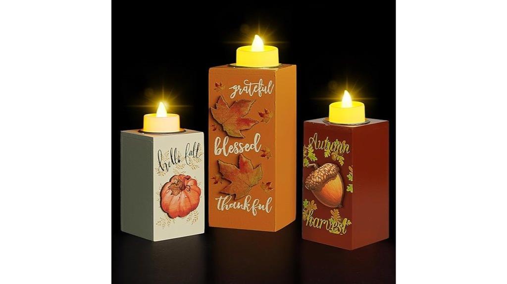 wooden fall candle holders